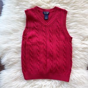 Boys Size 6/7 Solid Red V-Neck Braided Design Sleeveless Formal Vest